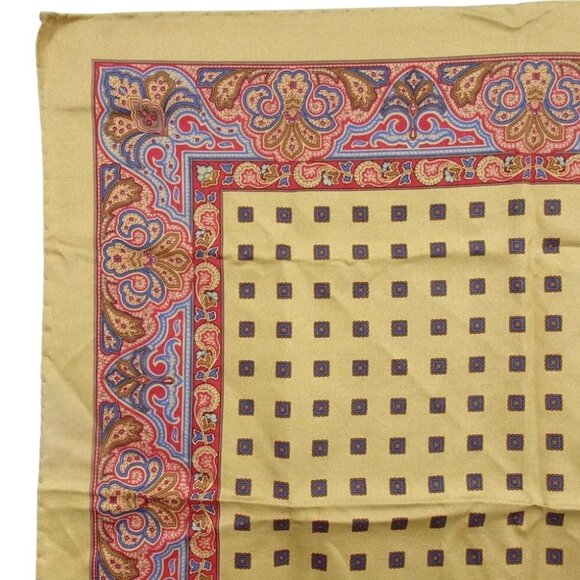 205163AX (S1) Etro Scarf Mini Paisley Ocher Silk - Picture 3 of 11